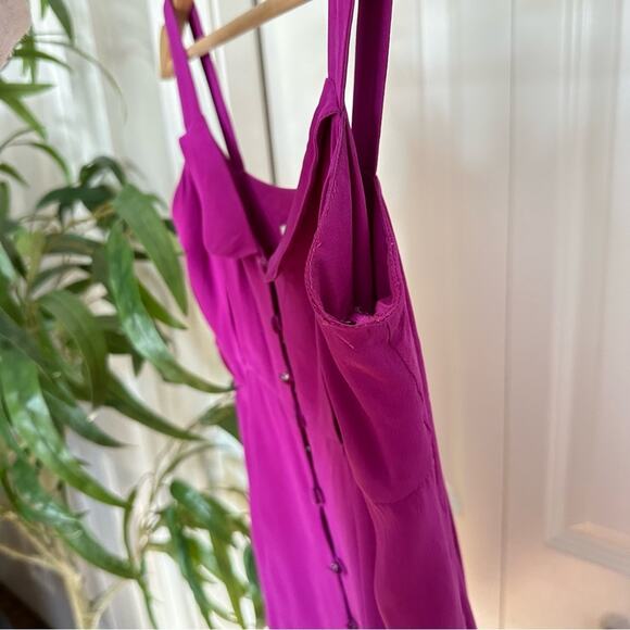 WALTER 100% Silk Button Up Tank Dress in Fuchsia Pink - Picture 10 of 11